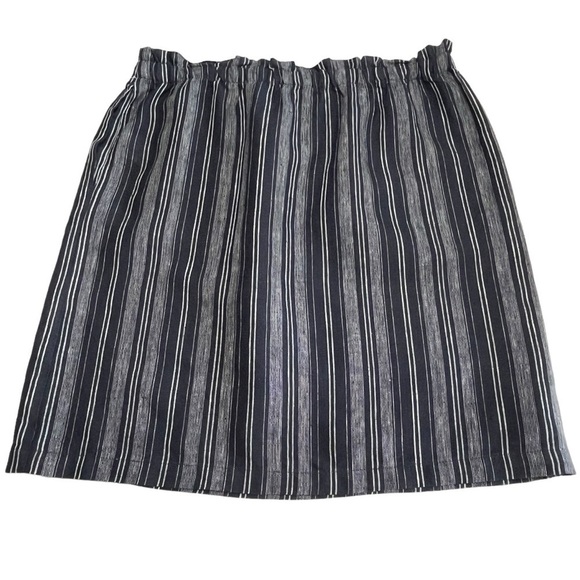 NWT Ellen Tracy Navy Striped 100% Linen Elastic Waist Skirt Size Large - Picture 2 of 9